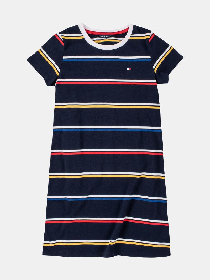 Lány Tommy Hilfiger Little Ribbed Stripe Dresses Kék | HU 1753NWY